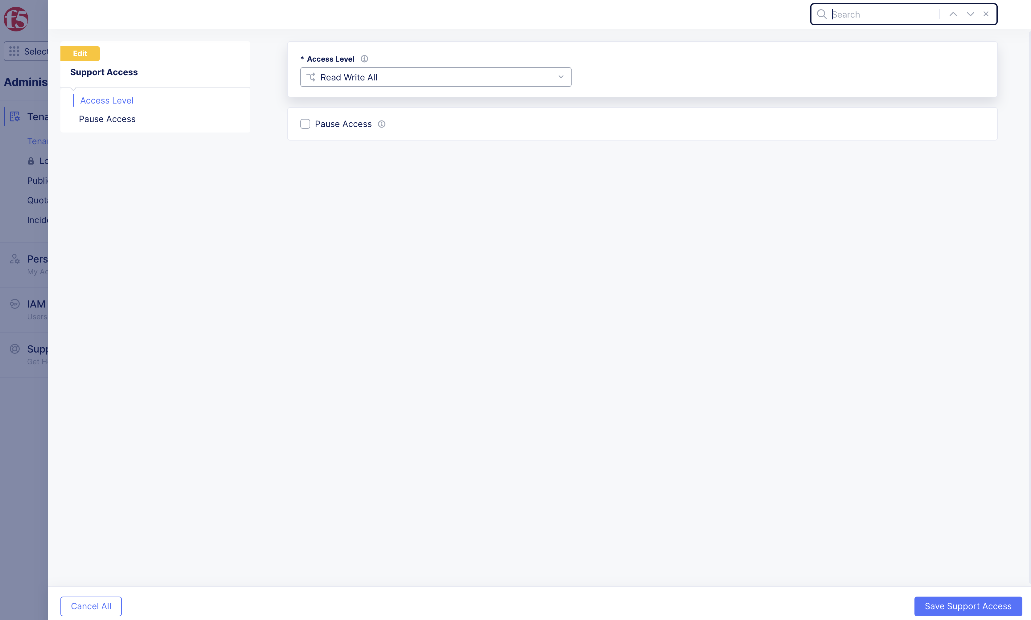 Figure: Support Access Form